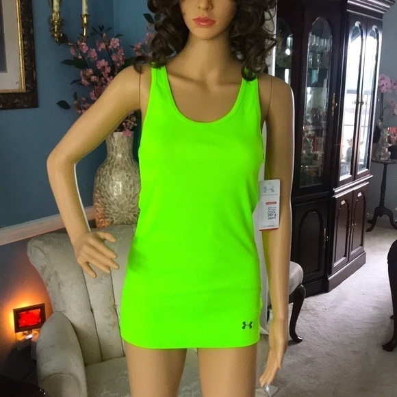 Brand New Under Armour Heatgear Razorback Bright Neon Fitted Tank Top - Picture 12 of 12